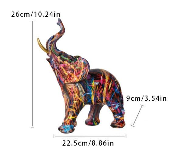 Abstrakt elefant - håndlavet kunstobjekt med lykkesymbol