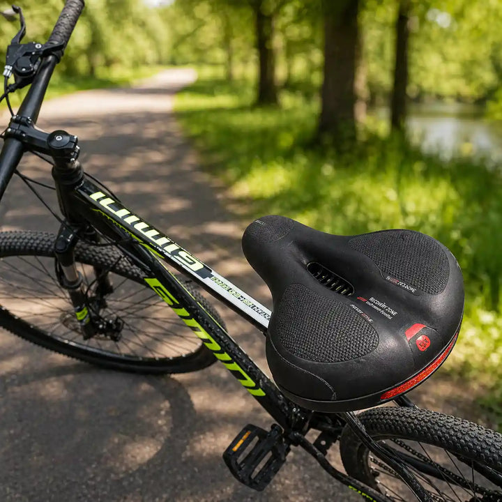 Ergonomisk komfort-cykelsadel med udskæring – med 2 tommer tyk skumpolstring og vandtæt PU-læder