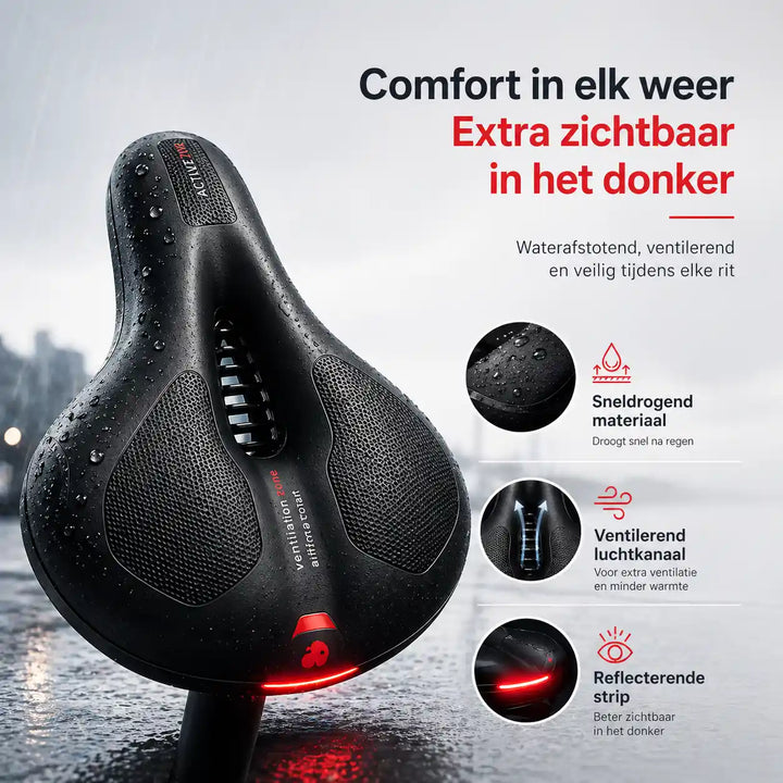 Ergonomisk komfort-cykelsadel med udskæring – med 2 tommer tyk skumpolstring og vandtæt PU-læder