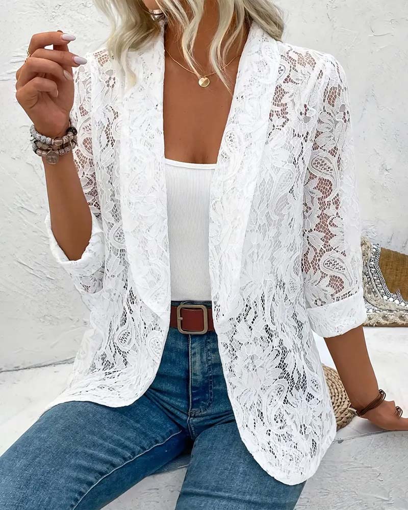 Elegant blazer med blonder