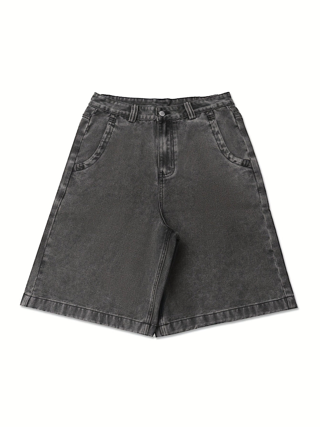 Afslappede bermudashorts i denim – løs pasform med elegant blomsterbroderi