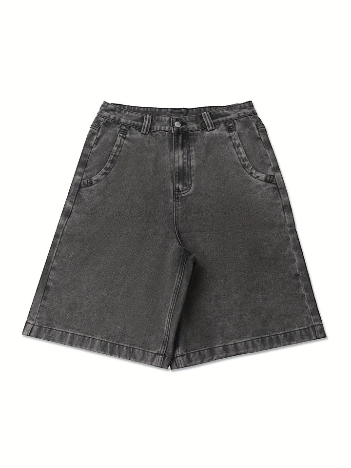 Afslappede bermudashorts i denim – løs pasform med elegant blomsterbroderi