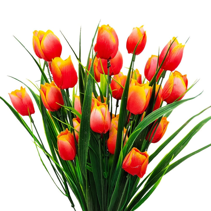Sæt med 6 buketter kunstige tulipaner – UV-bestandige og realistiske til have- og indendørsdekoration