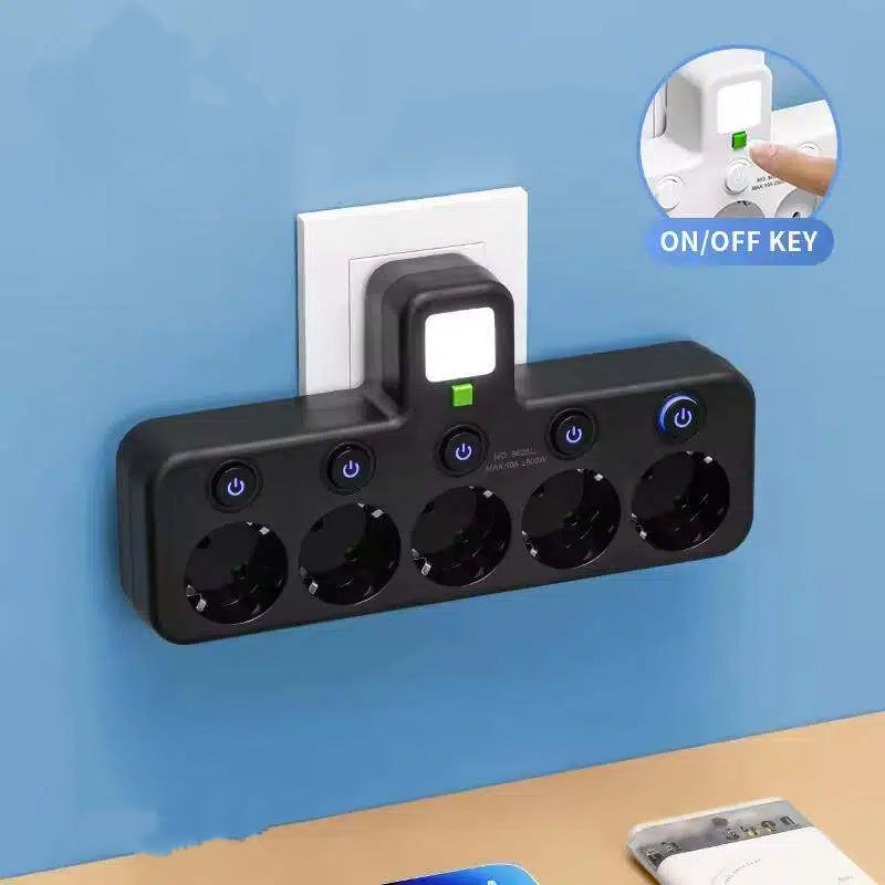 Stikdåse med USB og afbrydere | Flerstikdåse-overspændingsbeskyttelse 2500 W