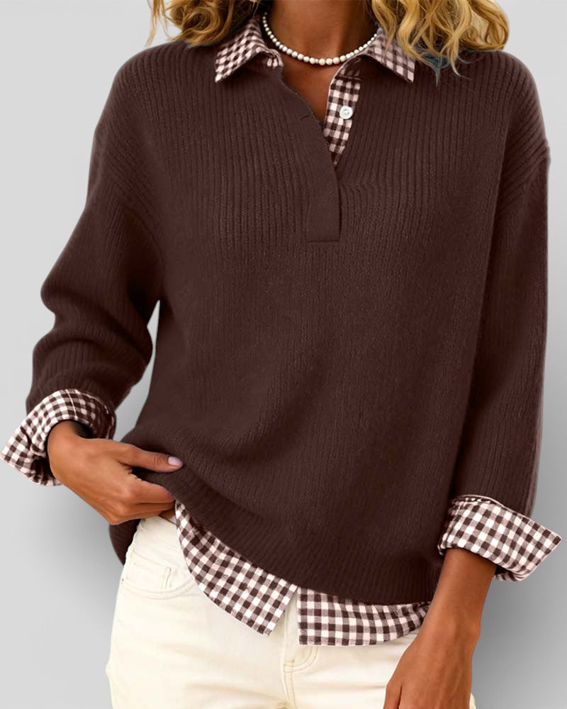 Smart strikket sweater med V-hals