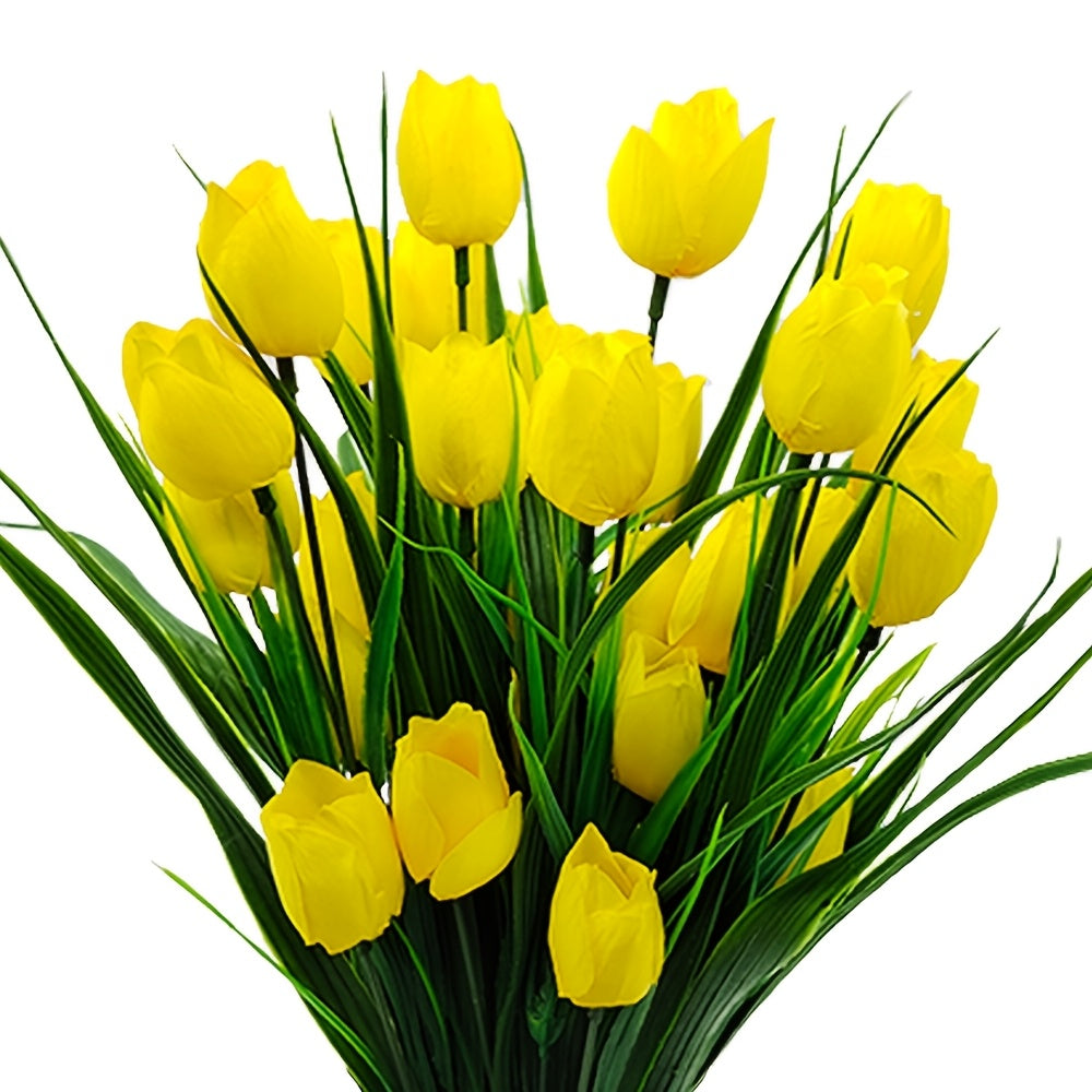 Sæt med 6 buketter kunstige tulipaner – UV-bestandige og realistiske til have- og indendørsdekoration