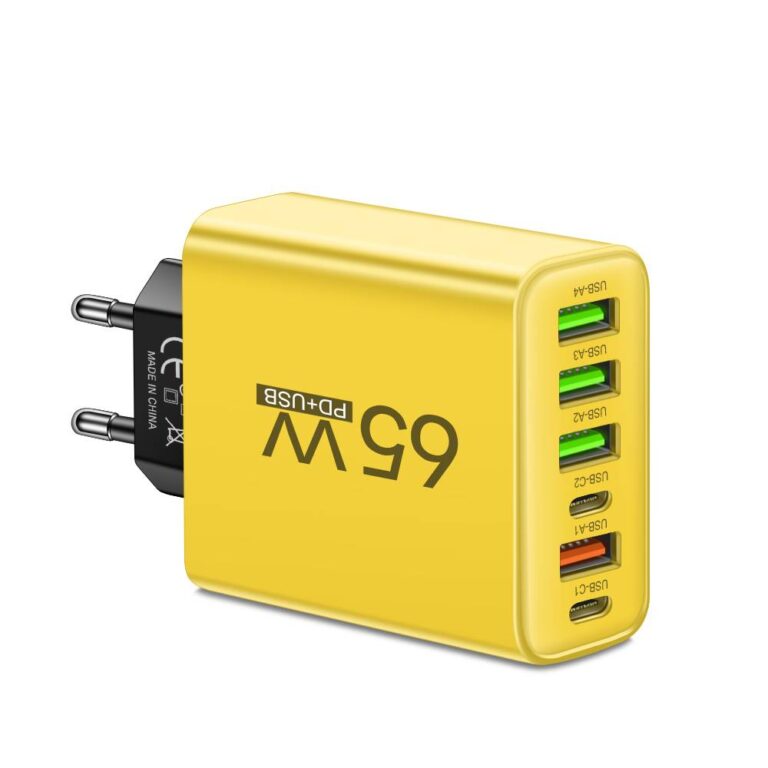 PowerMax 65W 6-i-1 hurtiglader – oplader op til 6 enheder samtidig – ideel til hjem, kontor og rejser