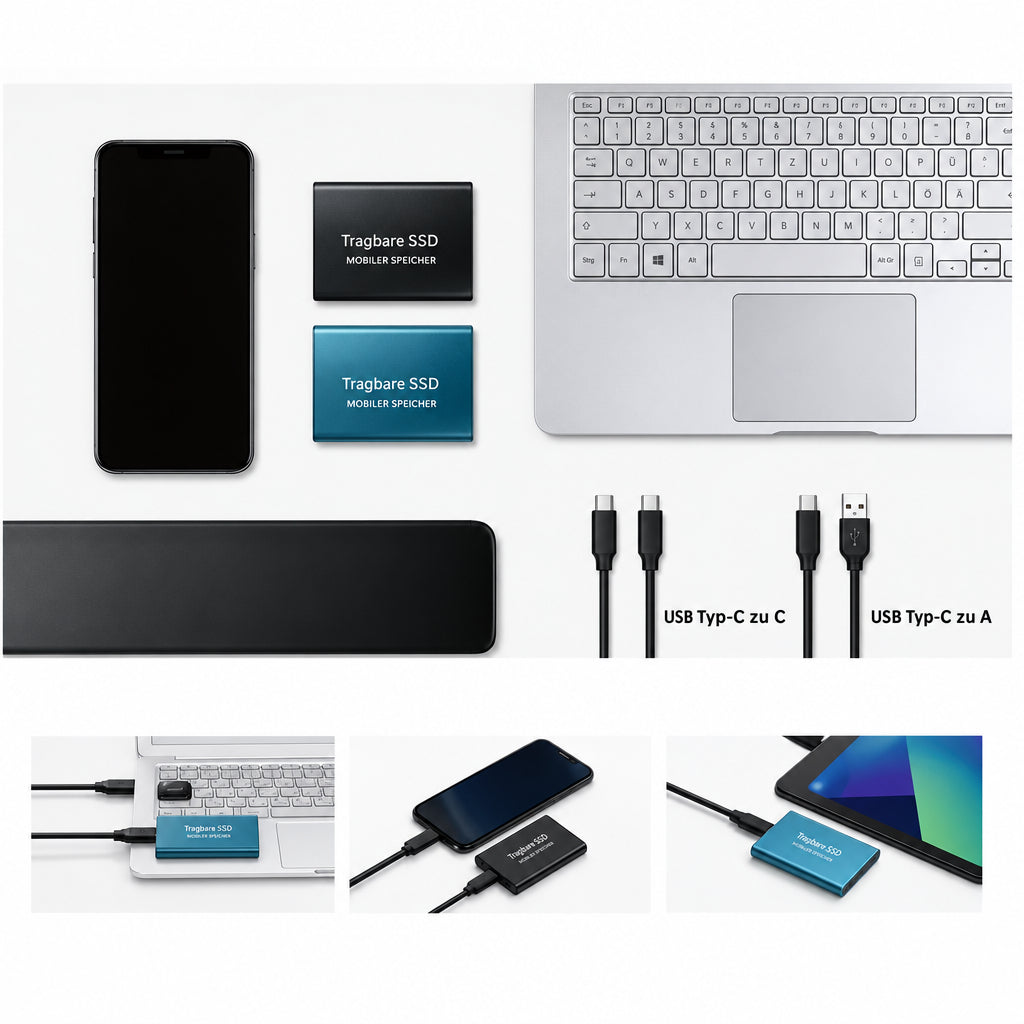 Bærbar højhastigheds-SSD, USB-C 1050 MB/s (2 TB)