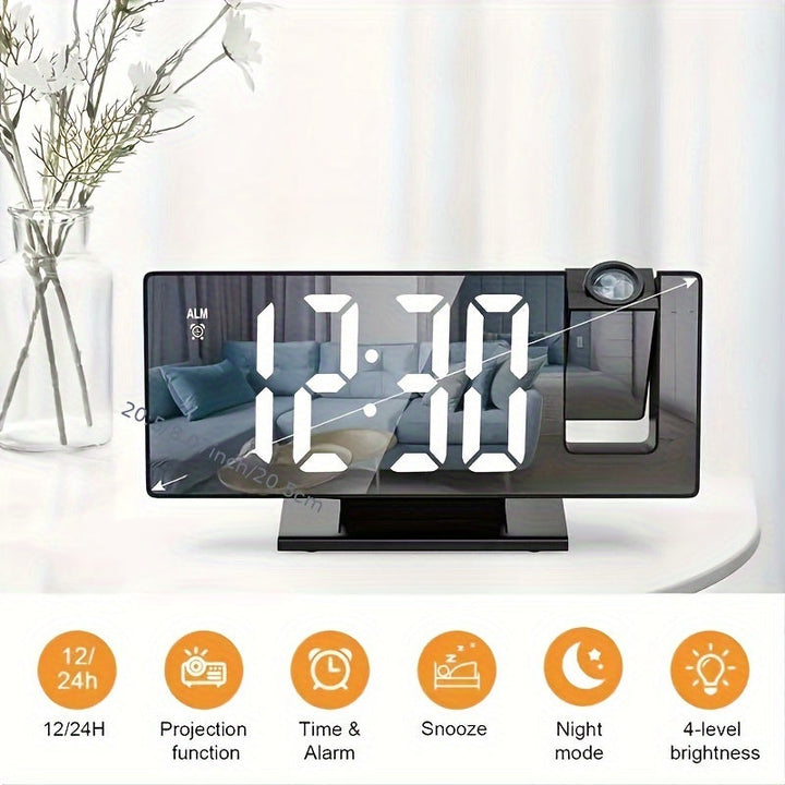 Digitalt projektionsvækkeur – Stort LED-display og multifunktionel alarm