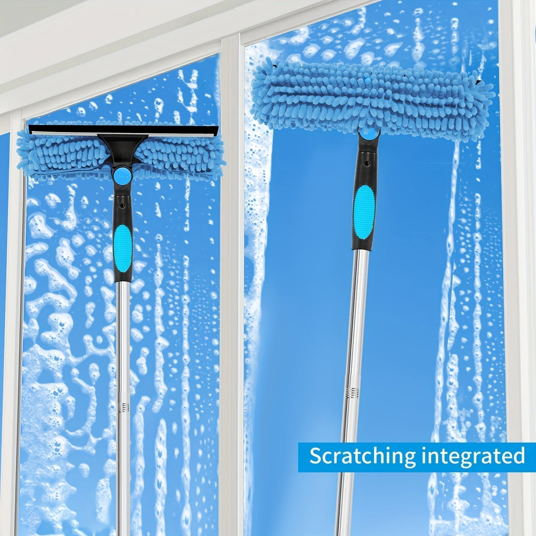 Crystal Clear Window Cleaner – professionelt 2-i-1 rengøringssystem til vinduer og glas med teleskopskaft