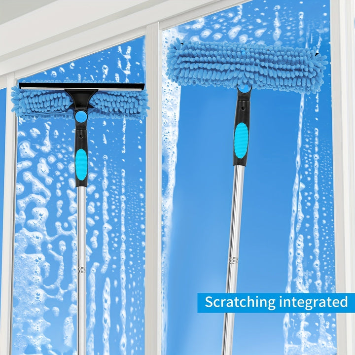 Crystal Clear Window Cleaner – professionelt 2-i-1 rengøringssystem til vinduer og glas med teleskopskaft