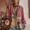 Vintage Kvinders Cardigan med Blomster Patchwork