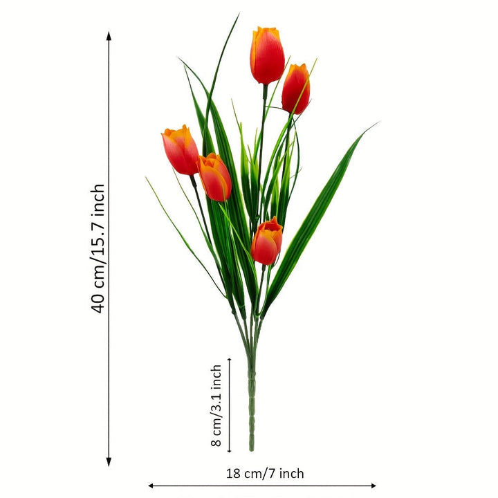 Sæt med 6 buketter kunstige tulipaner – UV-bestandige og realistiske til have- og indendørsdekoration