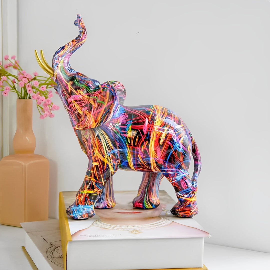Abstrakt elefant - håndlavet kunstobjekt med lykkesymbol