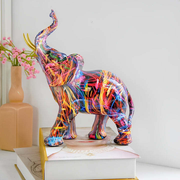 Abstrakt elefant - håndlavet kunstobjekt med lykkesymbol