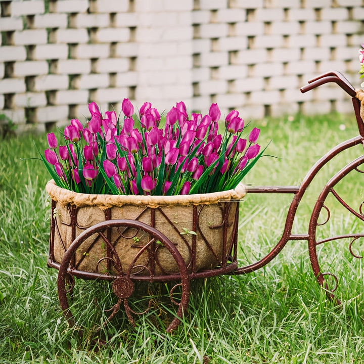 Sæt med 6 buketter kunstige tulipaner – UV-bestandige og realistiske til have- og indendørsdekoration