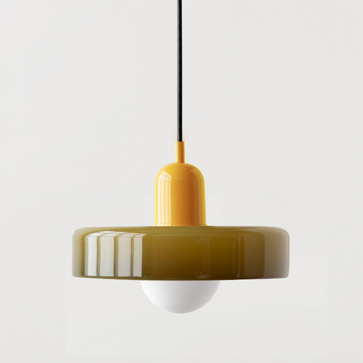 Bauhaus-pendel af farvet glas