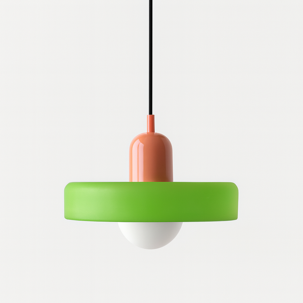 Bauhaus-pendel af farvet glas