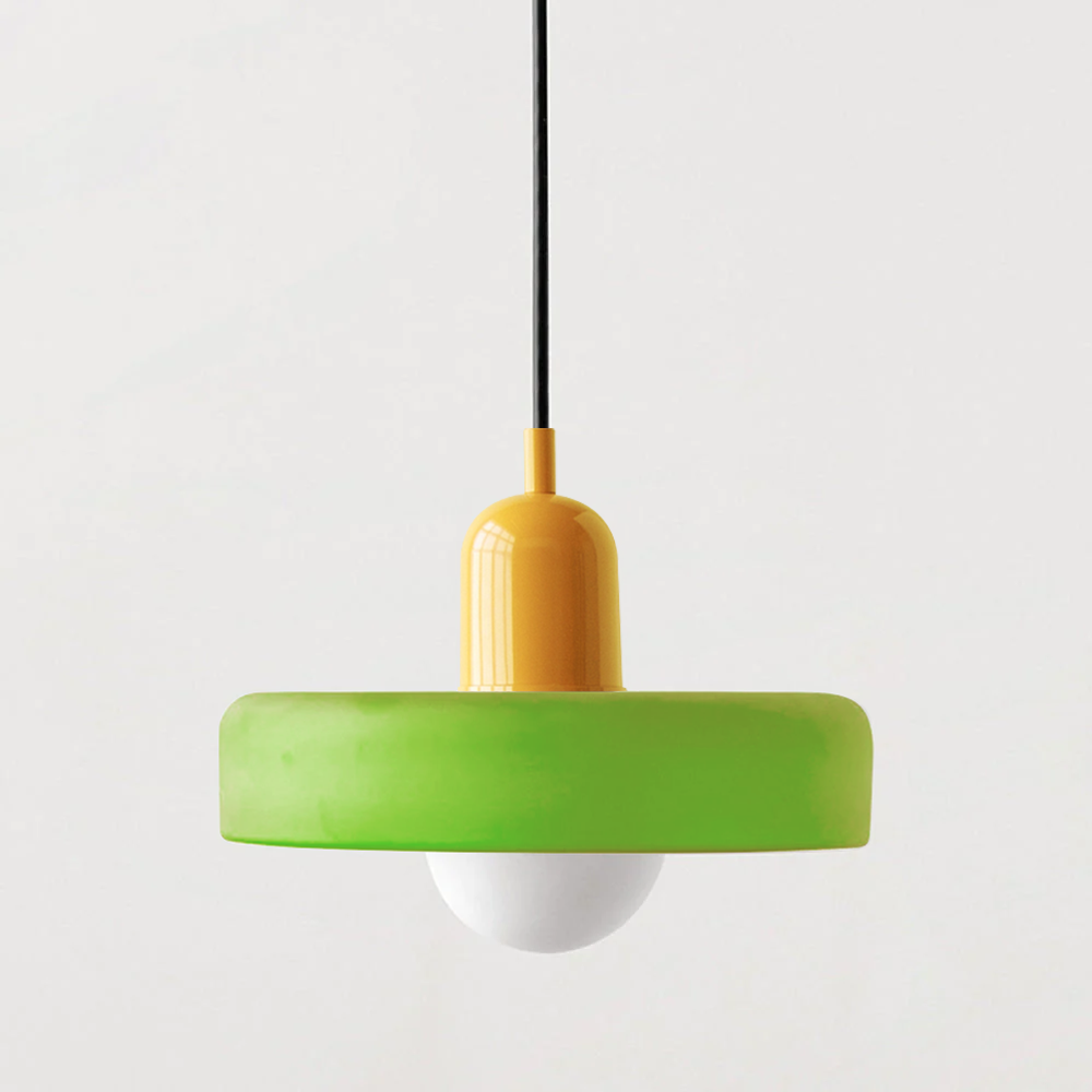 Bauhaus-pendel af farvet glas