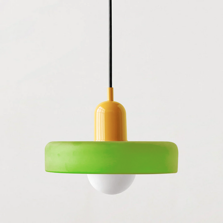 Bauhaus-pendel af farvet glas