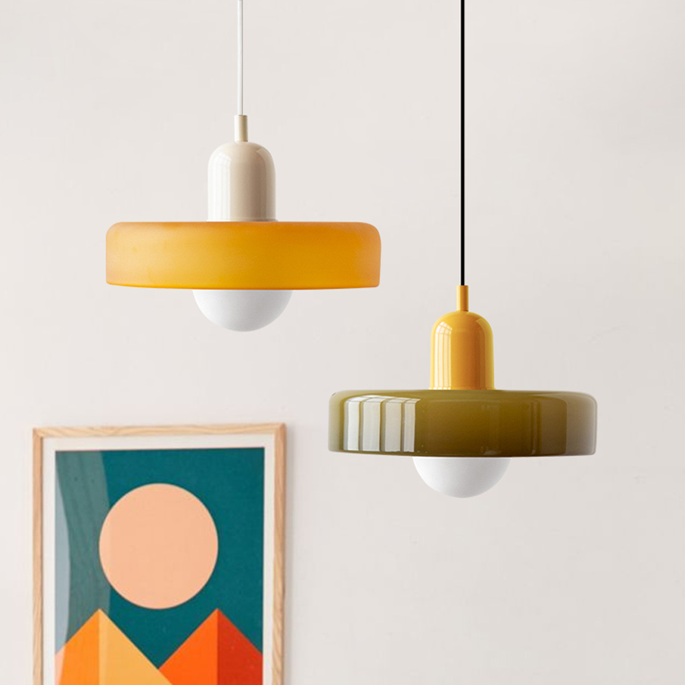 Bauhaus-pendel af farvet glas