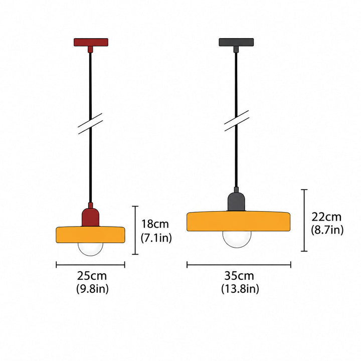 Bauhaus-pendel af farvet glas
