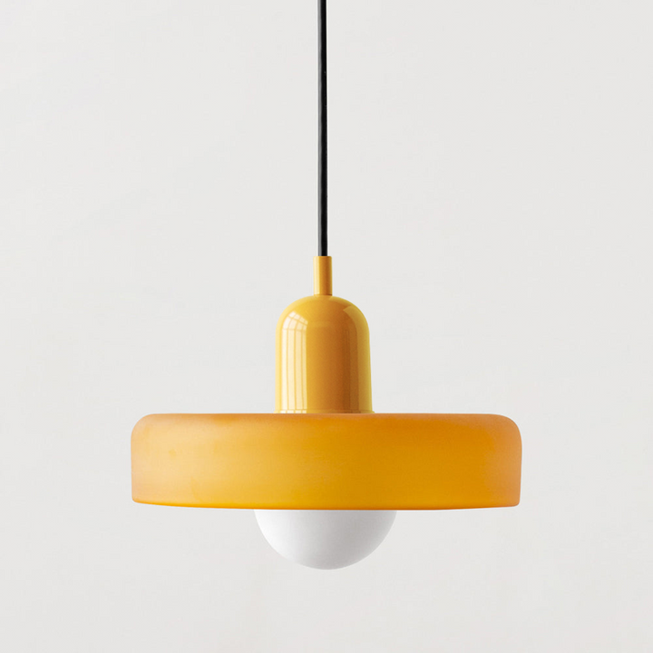 Bauhaus-pendel af farvet glas