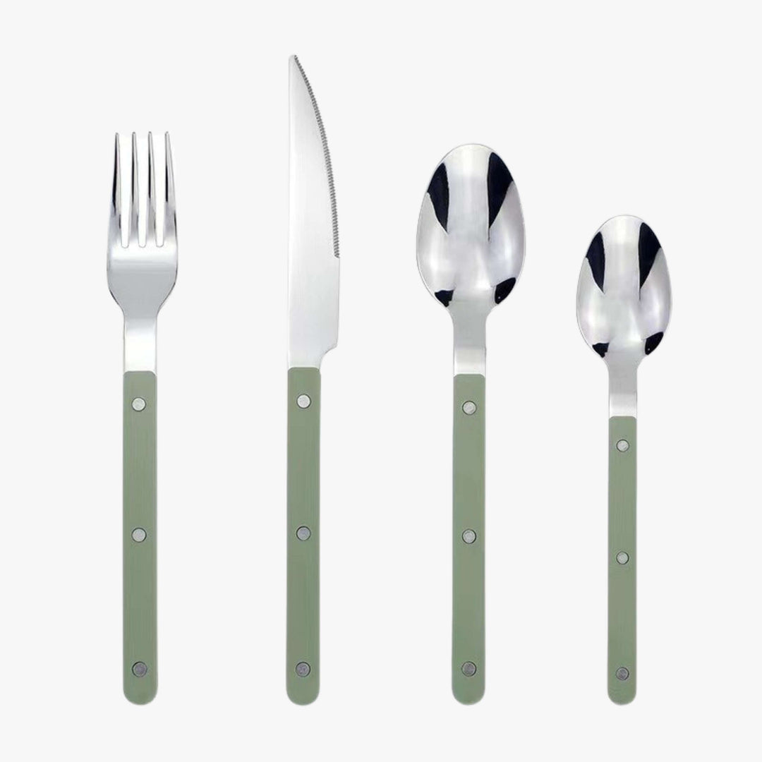 Sæt med 24 dele bestik i rustfrit stål med graveret design – BistroLine