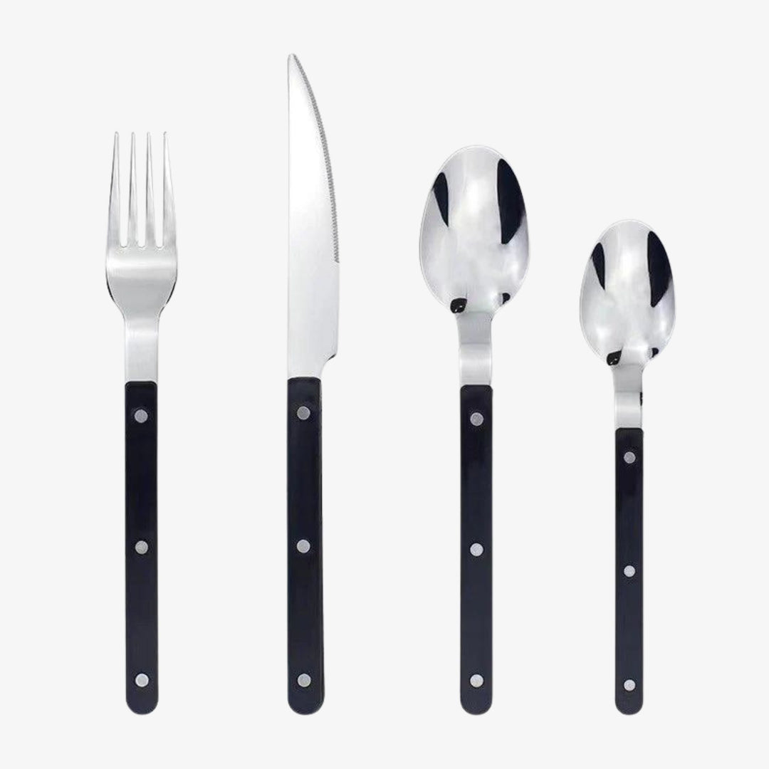 Sæt med 24 dele bestik i rustfrit stål med graveret design – BistroLine
