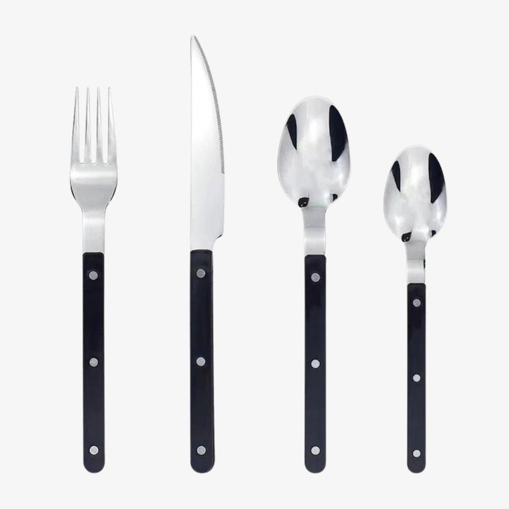 Sæt med 24 dele bestik i rustfrit stål med graveret design – BistroLine