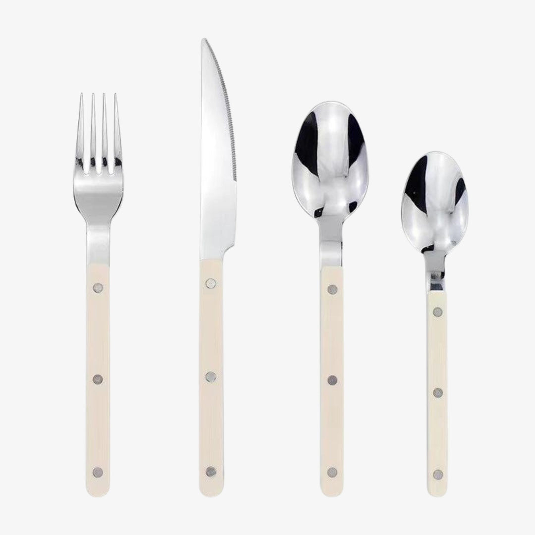 Sæt med 24 dele bestik i rustfrit stål med graveret design – BistroLine