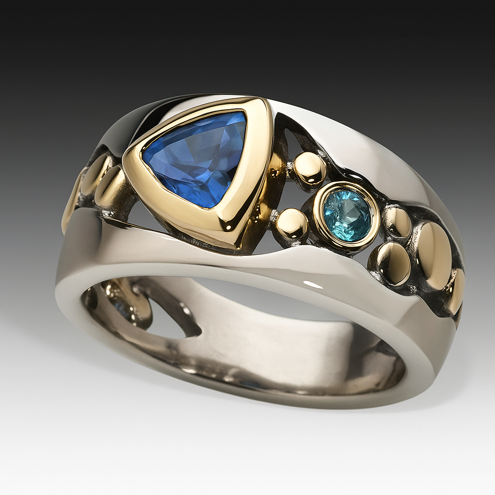 Vintage blå zirkonia boho-ring