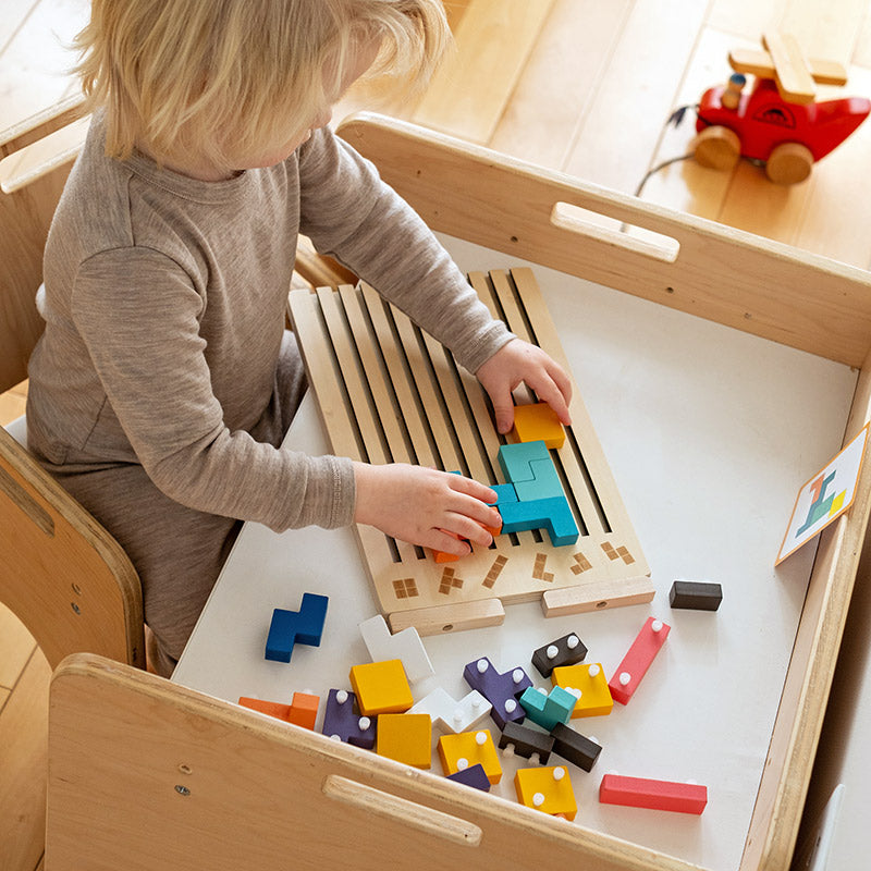 Montessori Tetris-stablepuslespil i træ – læringslegetøj