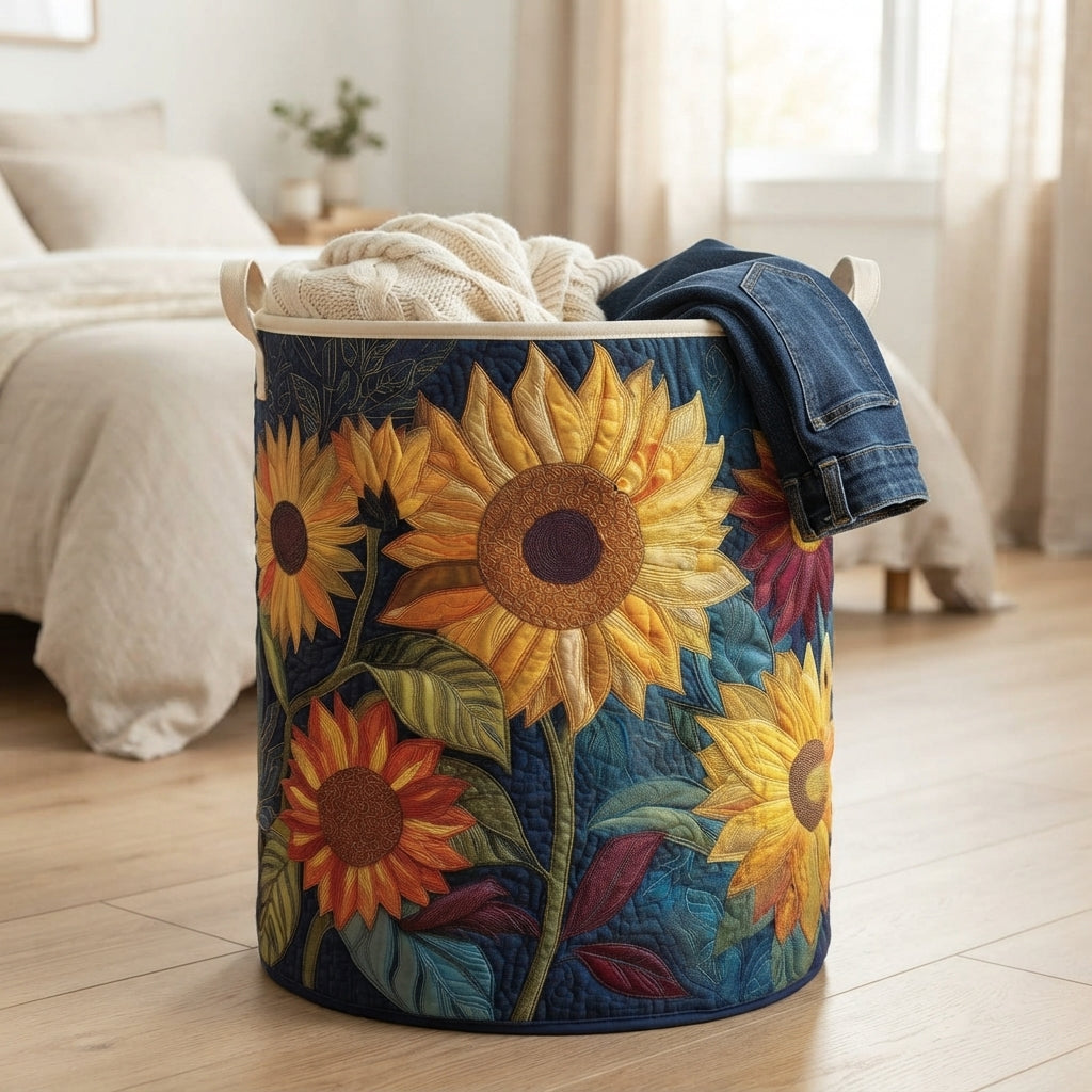 Foret vasketøjskurv med blomstermønster og stabile håndtag, fritstående vasketøjskurv i stof