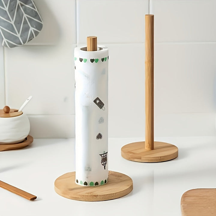 Køkkenrulleholder i bambus med naturlig finish – Elegant og praktisk til køkkenbordet