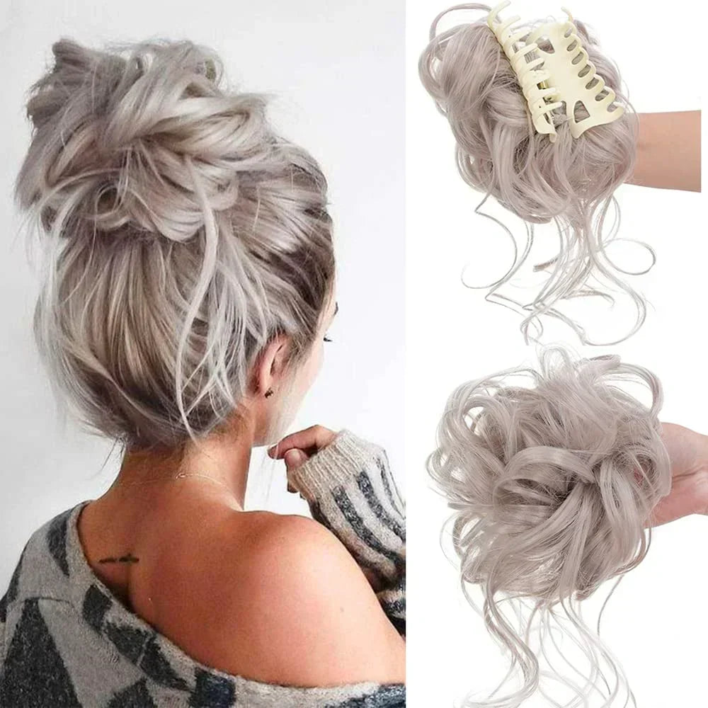 Krøllet chignon – clip-in hairextensions med volumen og naturligt udseende