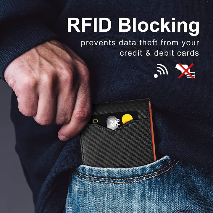 Slank RFID-pung til mænd | Kortholder i læder | Sort