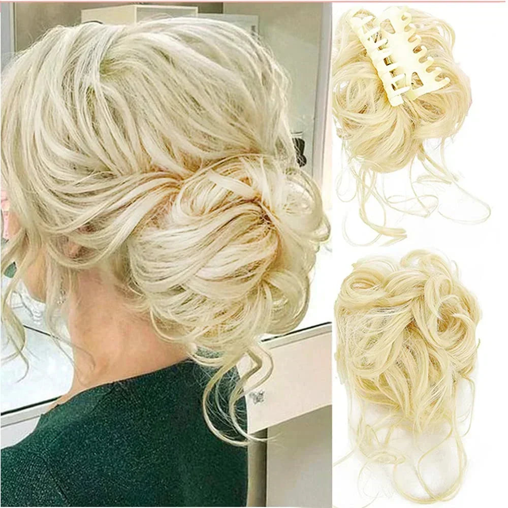Krøllet chignon – clip-in hairextensions med volumen og naturligt udseende