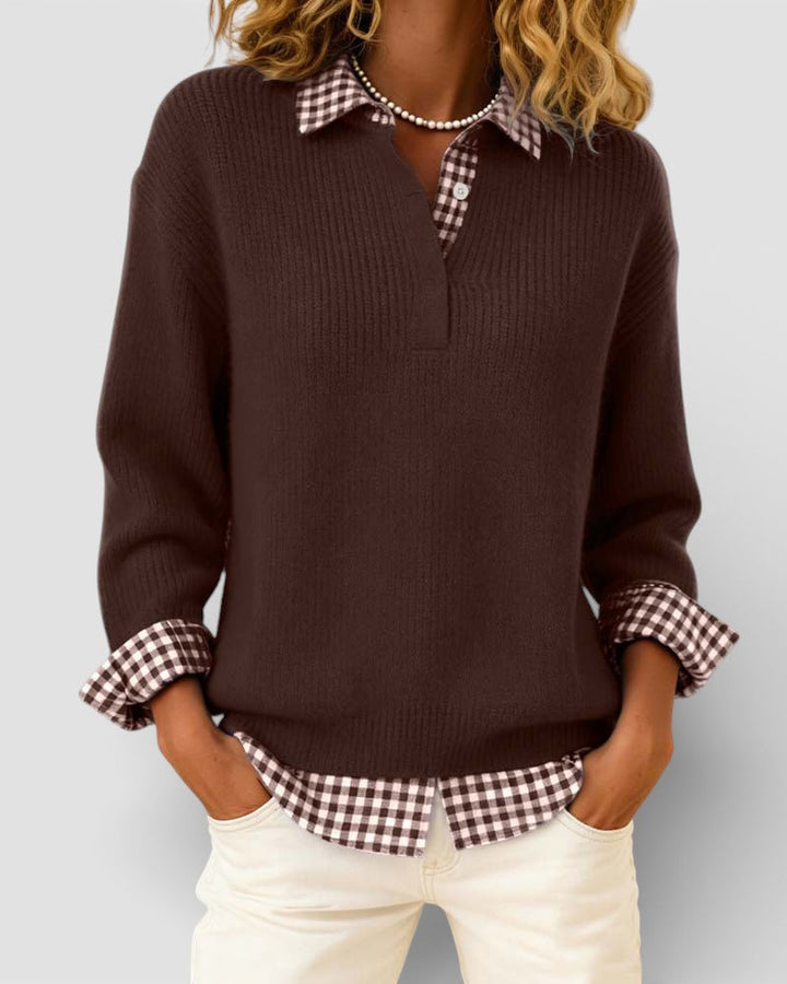 Smart strikket sweater med V-hals
