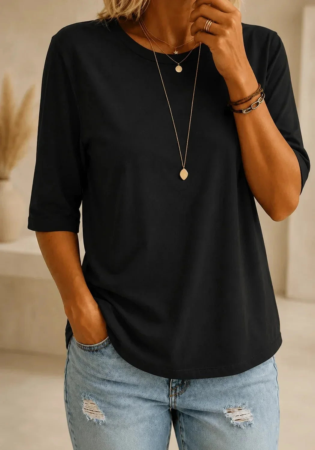Essential Comfort T-shirt - blød basic med rund hals og korte ærmer