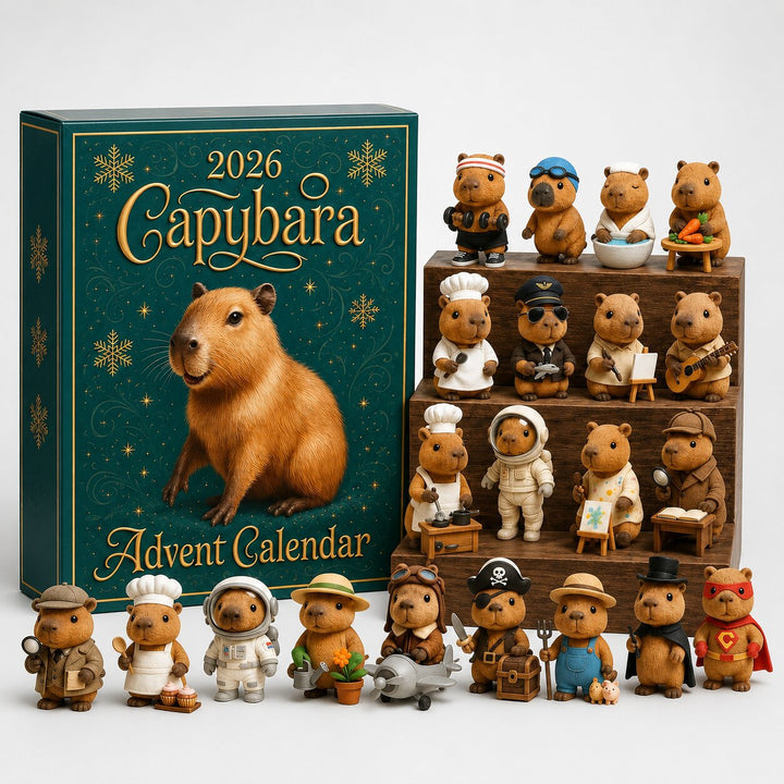 Capybara-julekalender 2026 med 24 overraskelser i form af kapybara-figurer