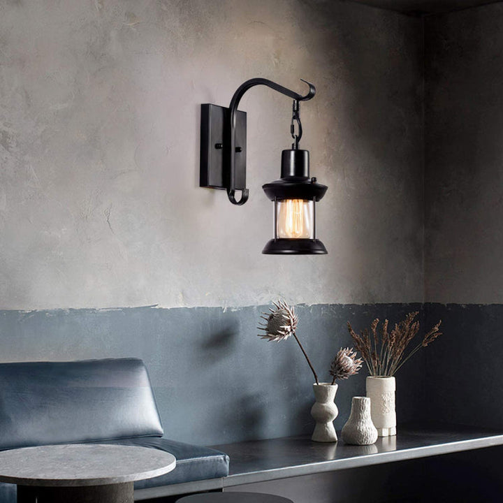 Silva industrielt retro-væglampe sort/bronze interiør i metal/glas