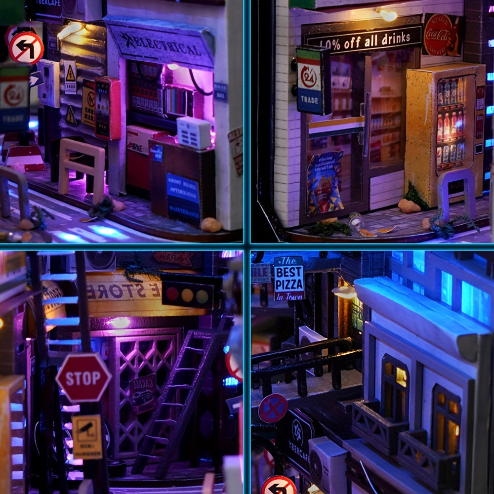 Cyberpunk gør-det-selv-skabskit – 3D-model til boligindretning med belysning