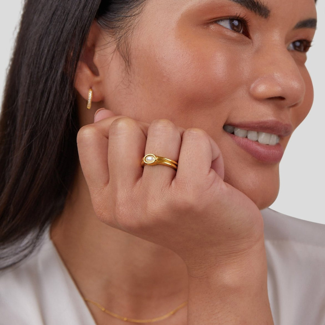 Chunky Perle Guldring
