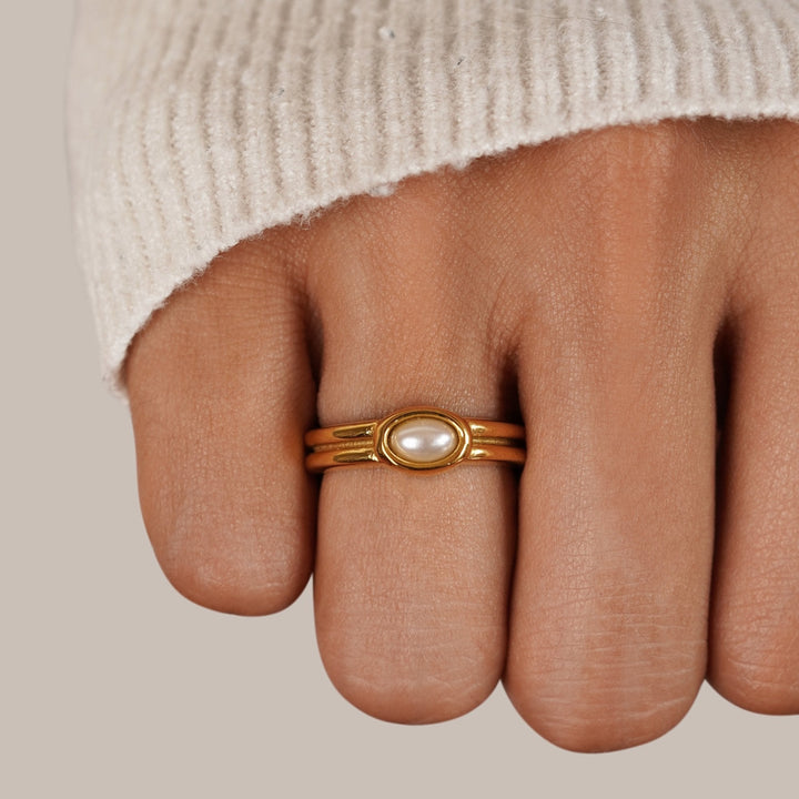 Chunky Perle Guldring