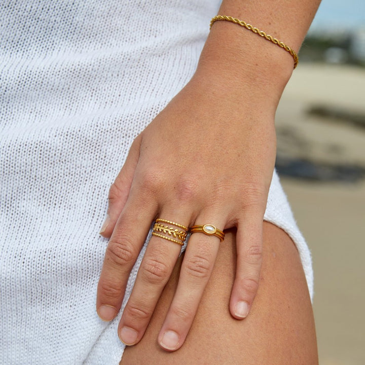 Chunky Perle Guldring