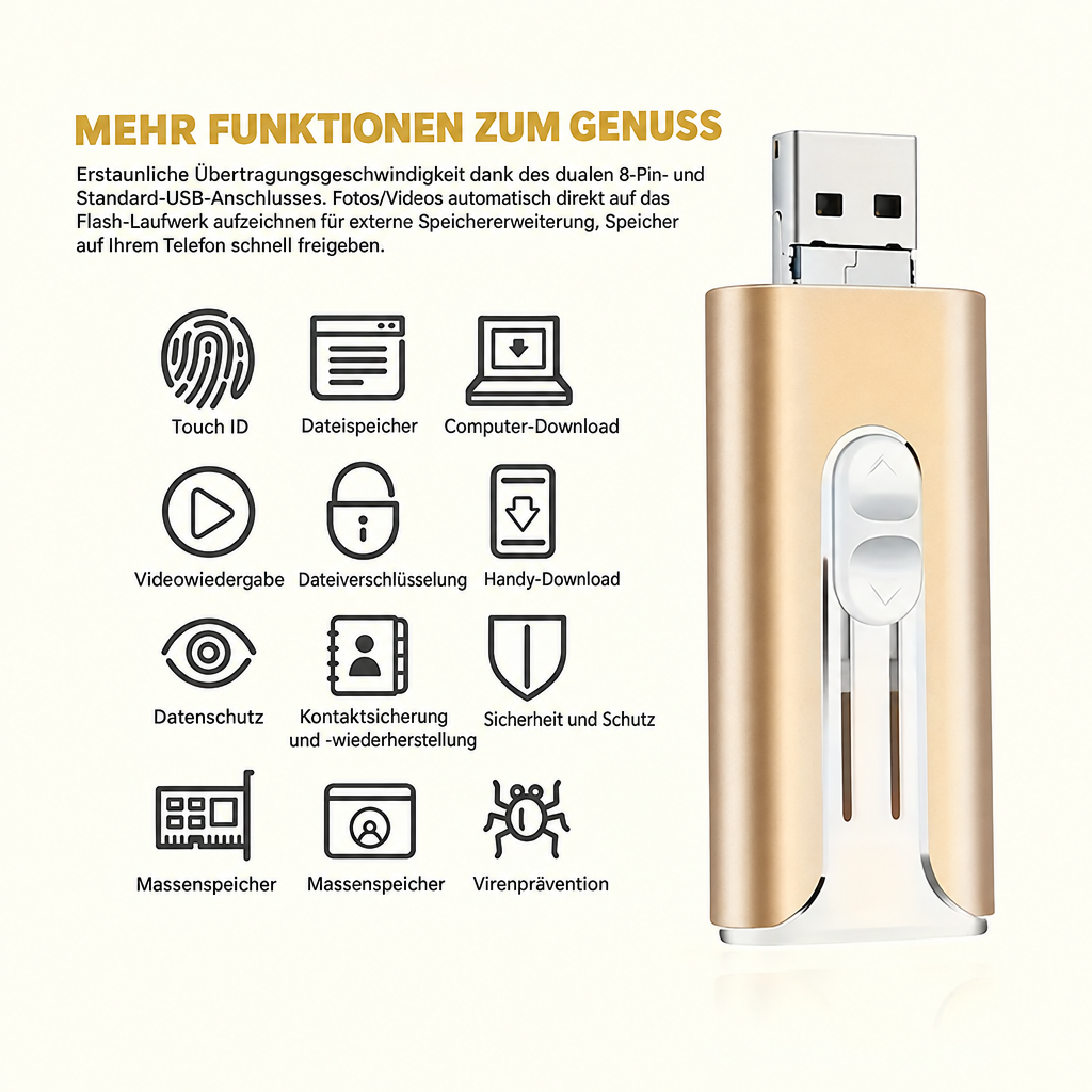 4-i-1 hukommelsesstik - ekstra lagerplads til din smartphone