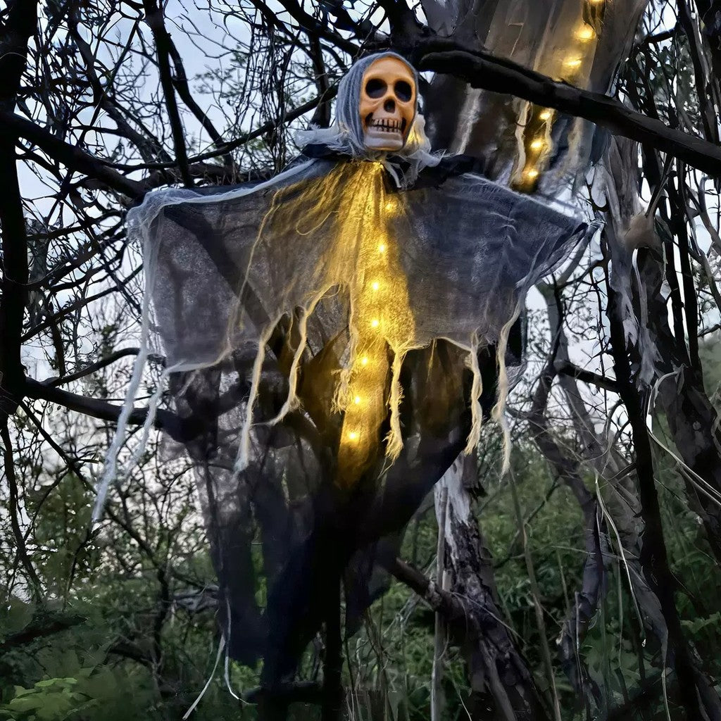 Halloween-dekorationer Gyser Hængende Spøgelse Kranium Skeleton Rekvisit Perfekt Til Hjem Udendørs Have Festartikler Festivaldekorationer — billede 2