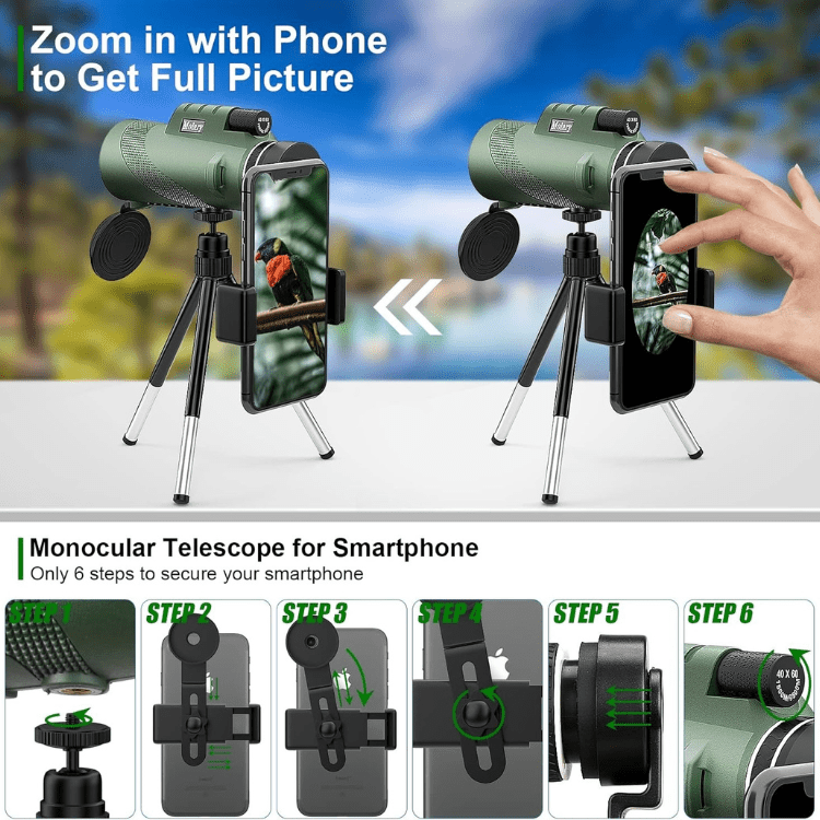 Kompakt monokikkert 8x ultra-zoom