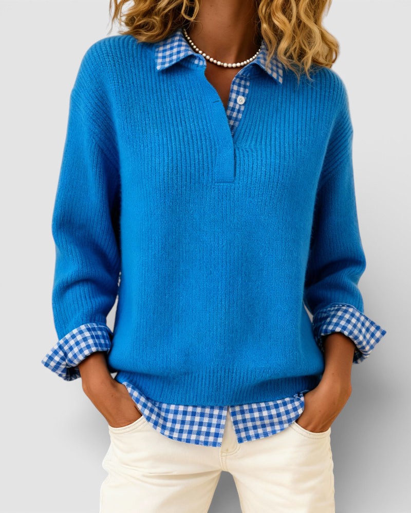 Smart strikket sweater med V-hals